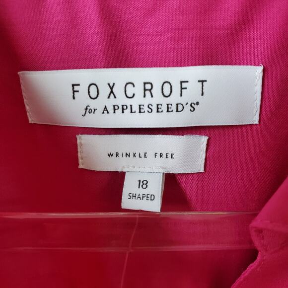Foxcroft Women No Iron Magenta Pink Button Blouse Shirt 18 Mature Career Event - Picture 4 of 8